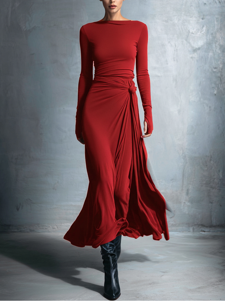 ∙ Vestido largo con lazo lateral