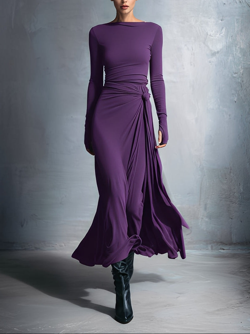 ∙ Vestido largo con lazo lateral