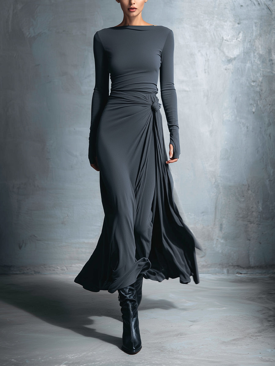 ∙ Vestido largo con lazo lateral