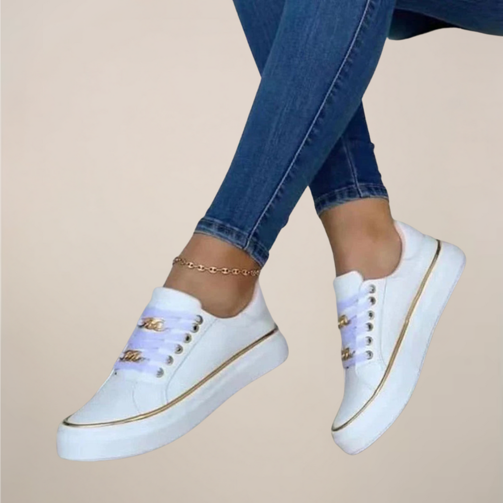 Zapatillas Casual Elegantes para Mujeres con Detalles Dorados