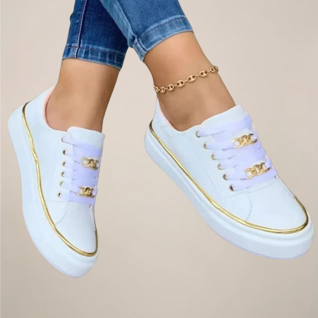 Zapatillas Casual Elegantes para Mujeres con Detalles Dorados