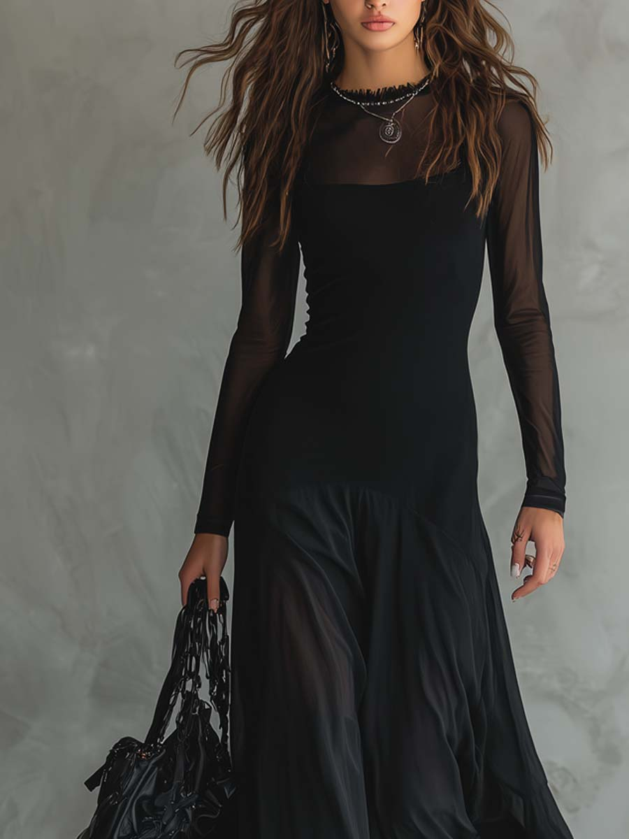 | Vestido holgado de tul negro