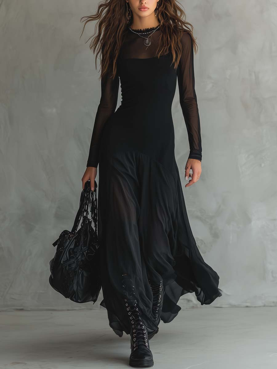| Vestido holgado de tul negro
