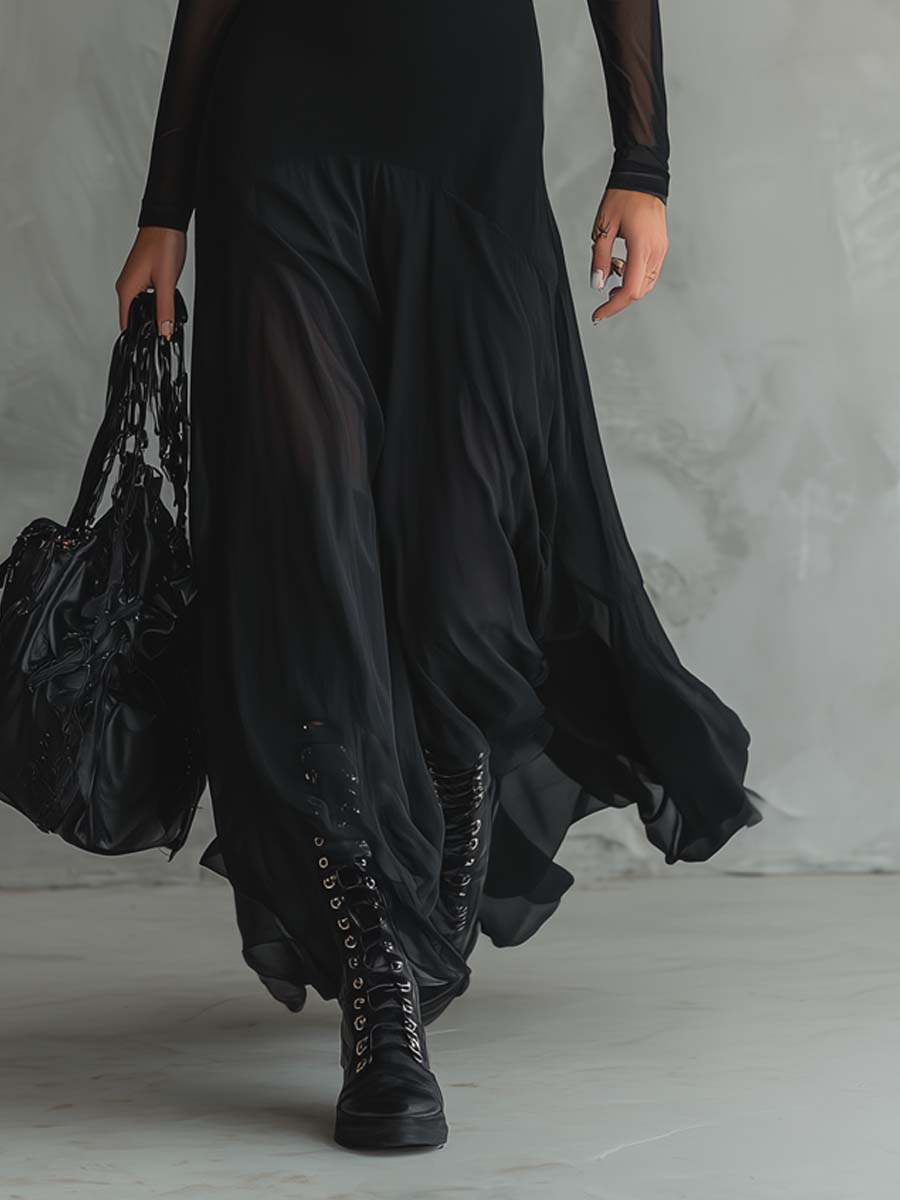 | Vestido holgado de tul negro