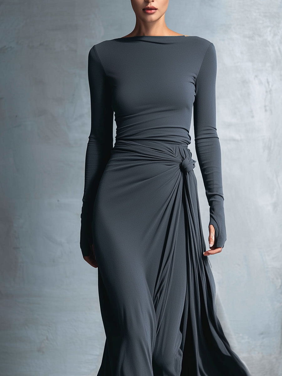 | Vestido largo con lazo lateral