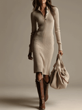 Inés · Vestido midi minimalista beige