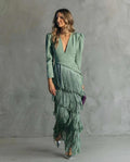 Abito elegante con maniche a frange