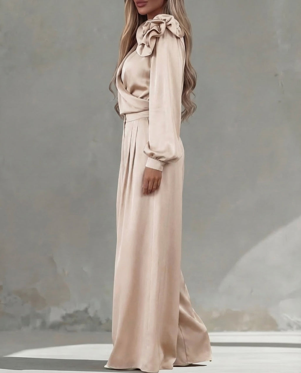 Florencia · Conjunto elegante con blusa y pantalón ancho