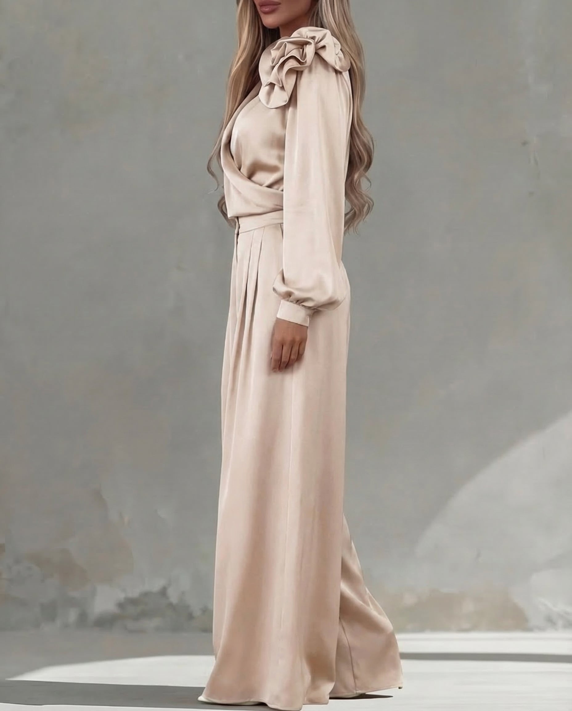 Florencia · Conjunto elegante con blusa y pantalón ancho
