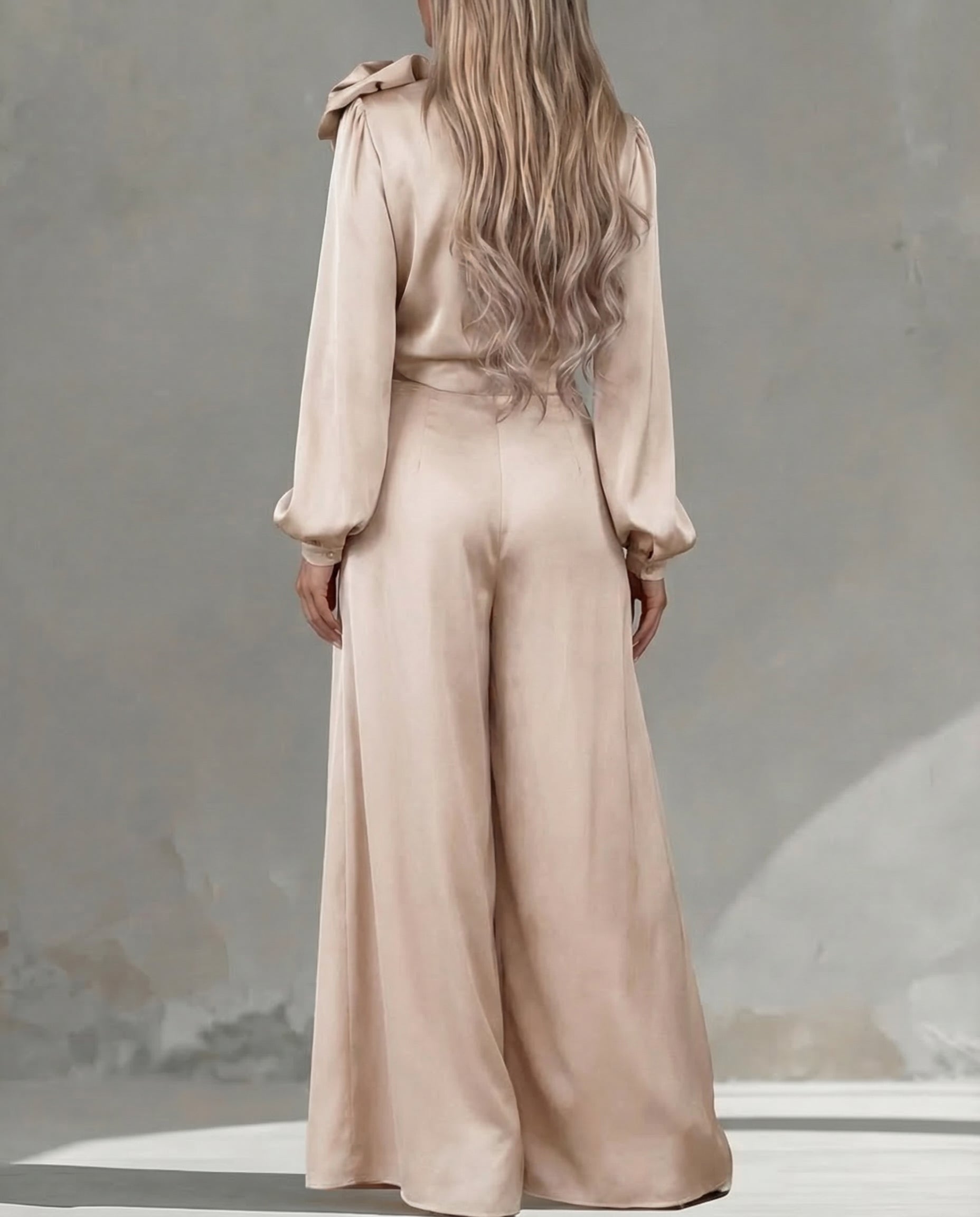 Florencia · Conjunto elegante con blusa y pantalón ancho
