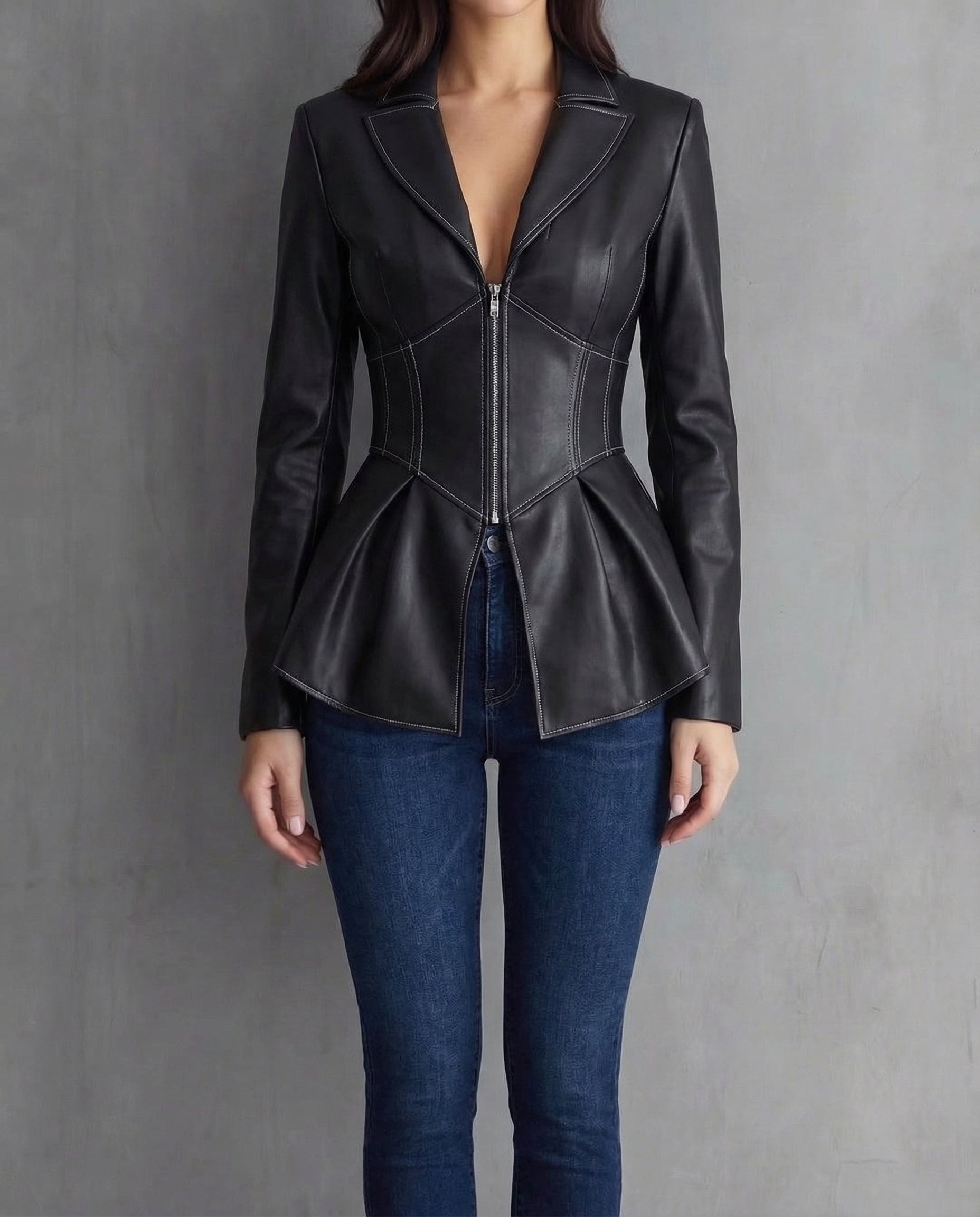 Adriana · Chaqueta biker con cuello solapa