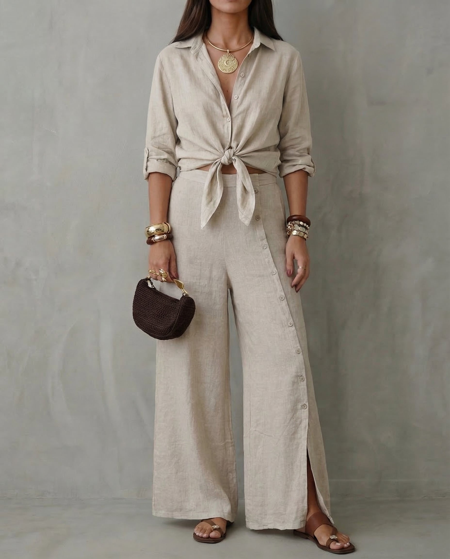 Constanza · Conjunto elegante con cárdigan y pantalón