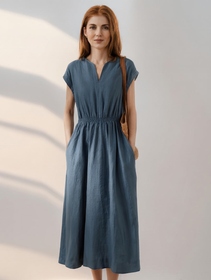 Vestido fluido y elegante de mezcla de lino