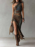 vestido largo asimétrico