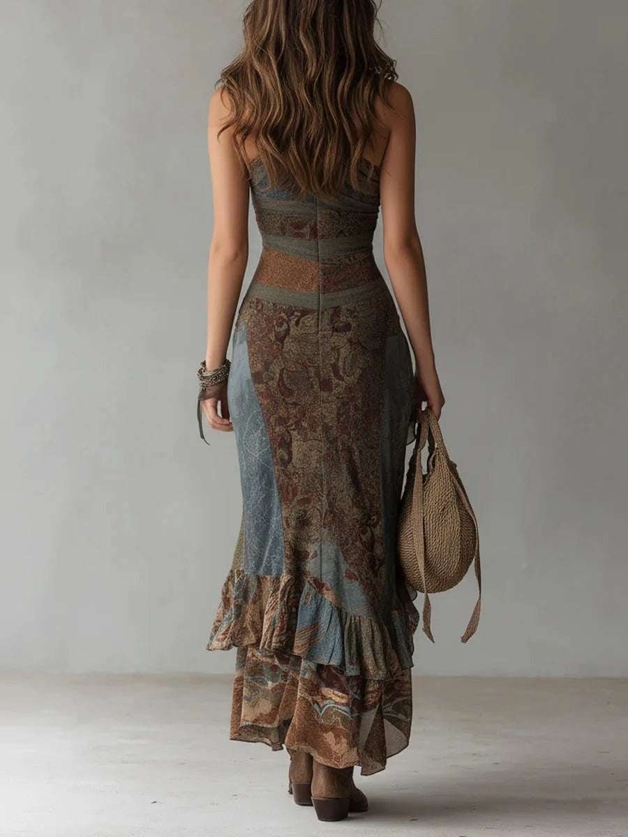 vestido largo asimétrico